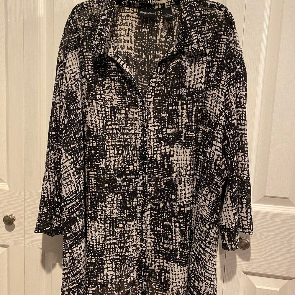 Maggie Barnes Black and White Button Down Shirt